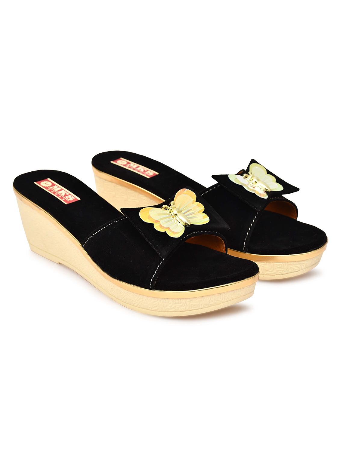 women black slip on wedge - 21957108 - Standard Image - 1