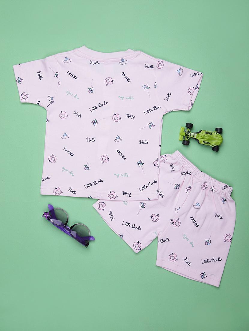 kids printed t-shirt and shorts co-ord set - 21957485 - Standard Image - 1