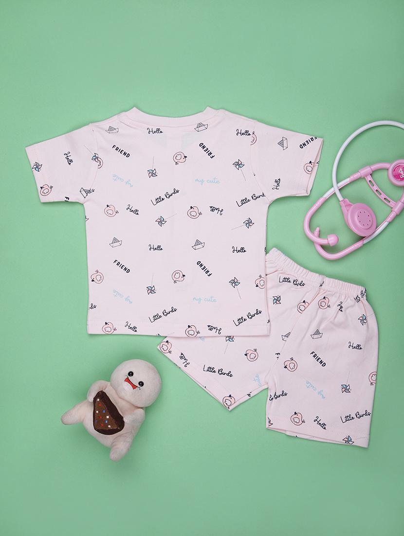 kids printed t-shirt and shorts co-ord set - 21957486 - Standard Image - 1