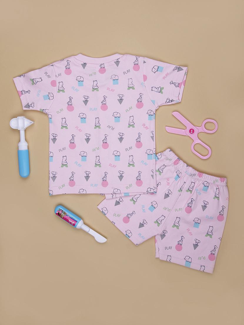 kids printed t-shirt and shorts co-ord set - 21957568 -  Standard Image - 1