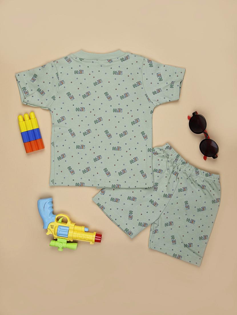 kids printed t-shirt and shorts co-ord set - 21957574 - Standard Image - 1