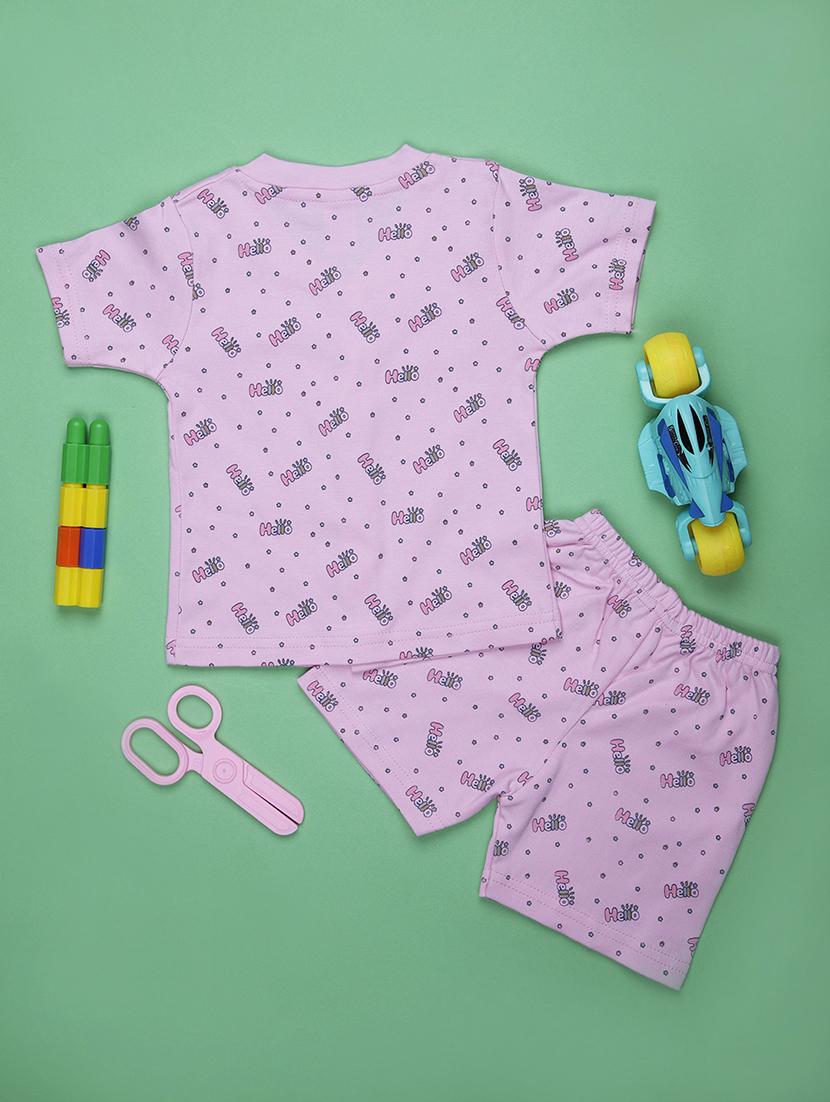 kids printed t-shirt and shorts co-ord set - 21957576 - Standard Image - 1
