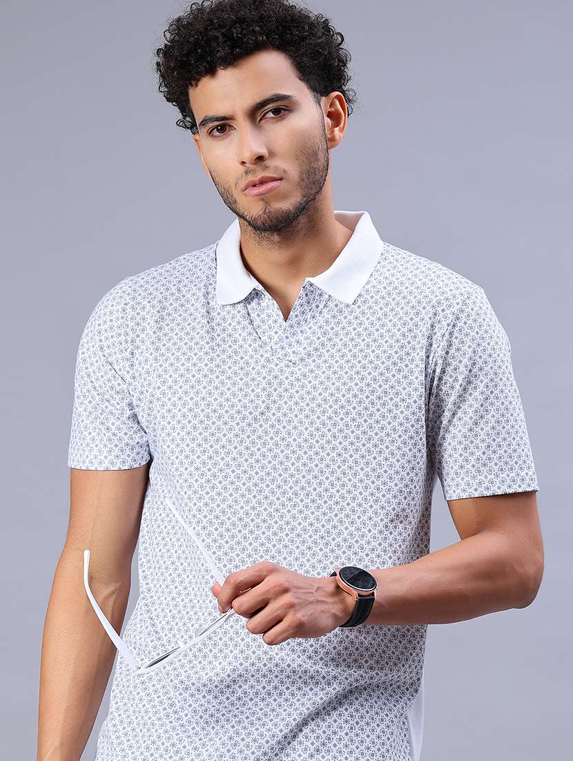 men printed short sleeve regular fit polo t-shirt