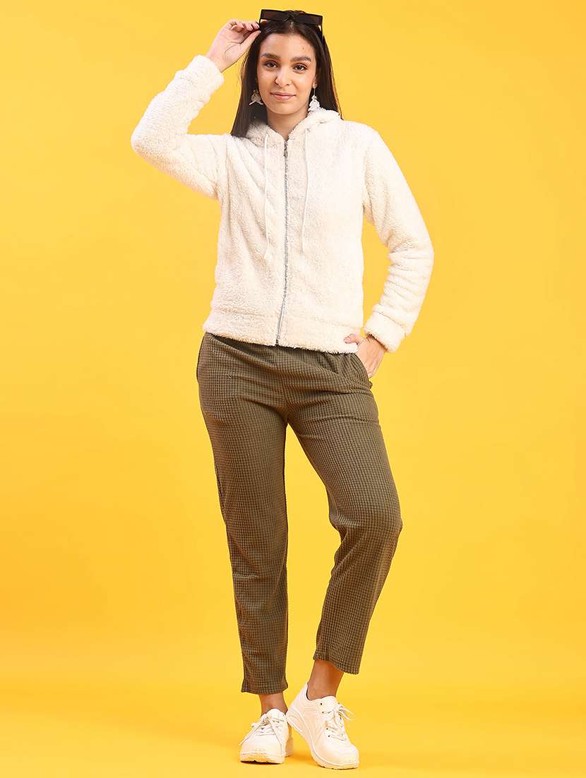 women solid long sleeve hooded sweatshirt - 21957699 -  Standard Image - 4