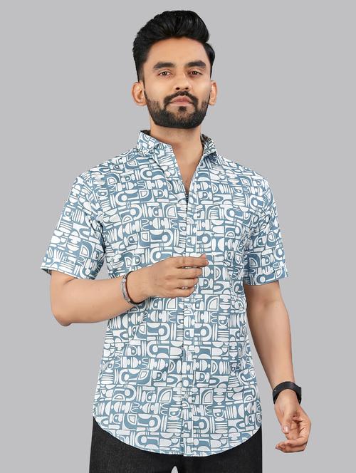 men printed short sleeve regular fit casual shirt - 21957777 - Standard Image - 0