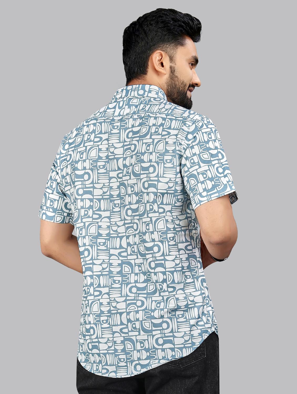 men printed short sleeve regular fit casual shirt - 21957777 - Standard Image - 4