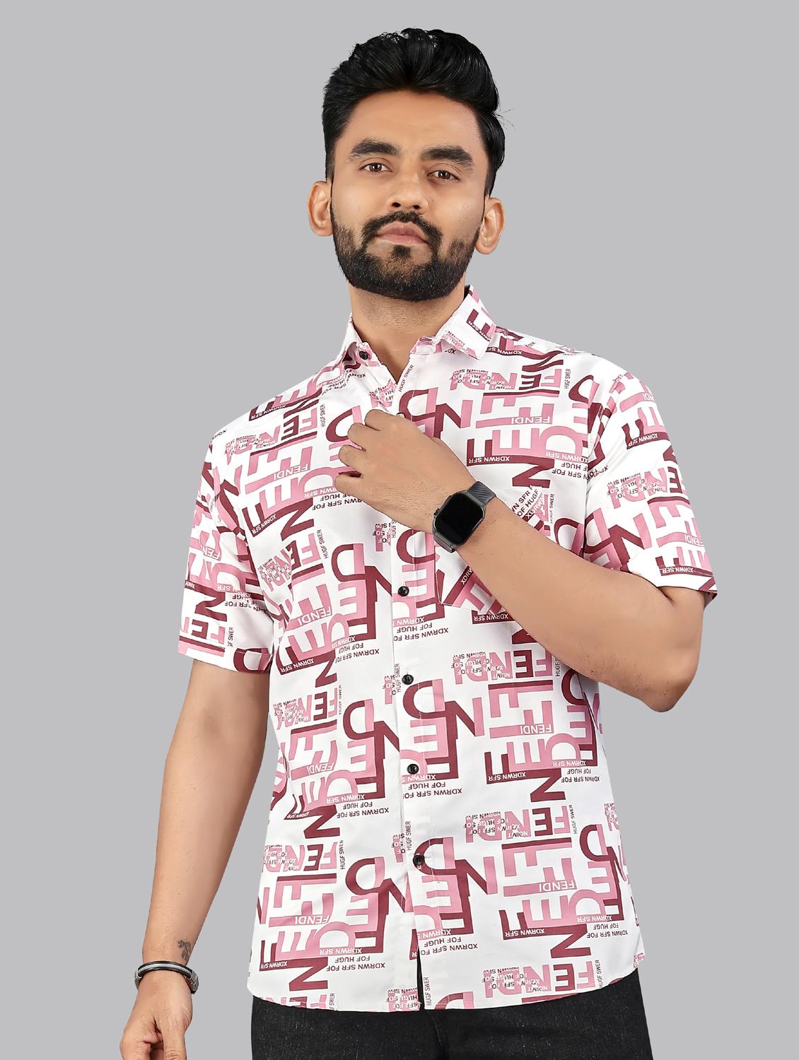men printed short sleeve regular fit casual shirt - 21957786 -  Zoom Image - 0