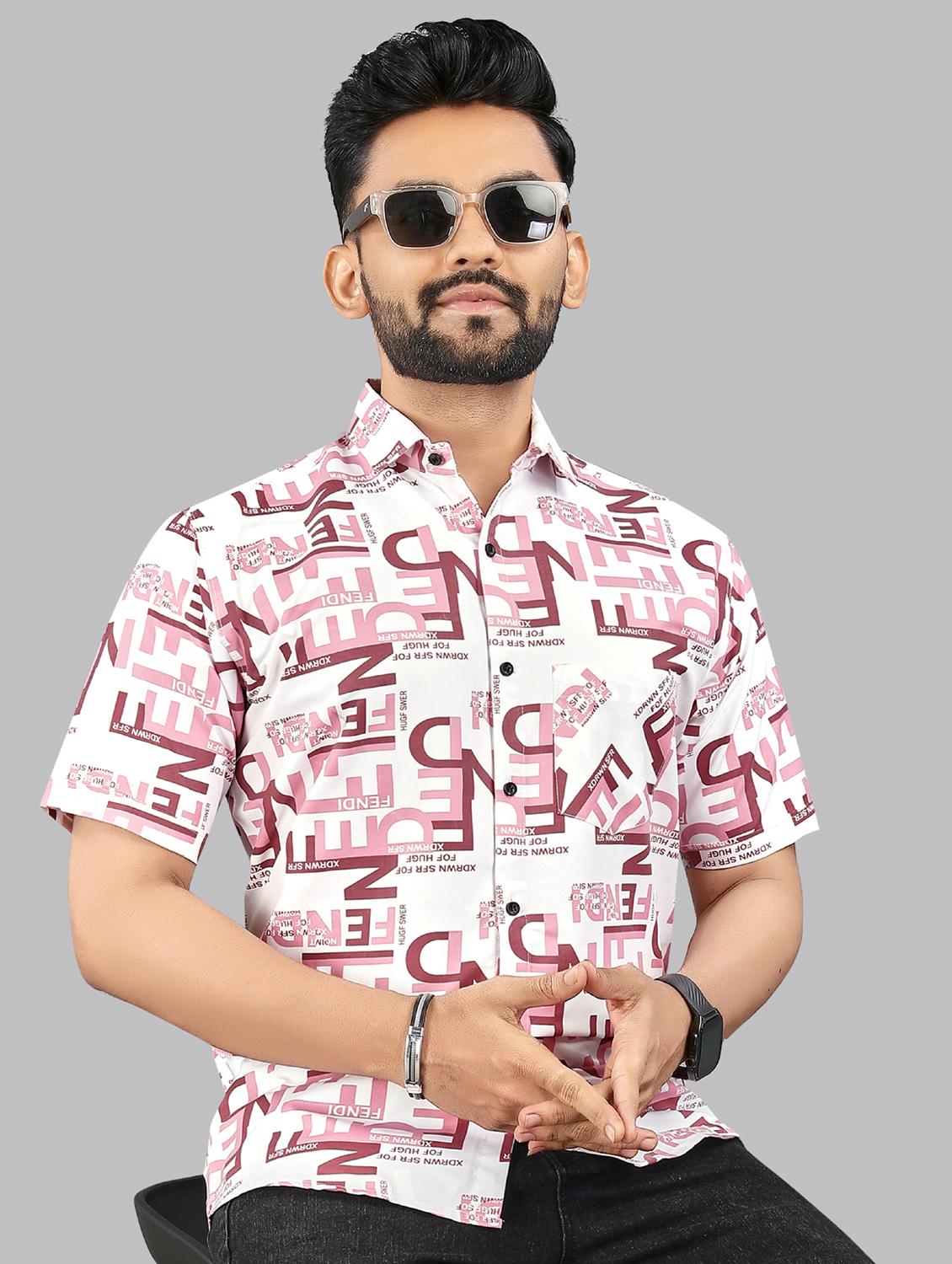 men printed short sleeve regular fit casual shirt - 21957786 - Standard Image - 1