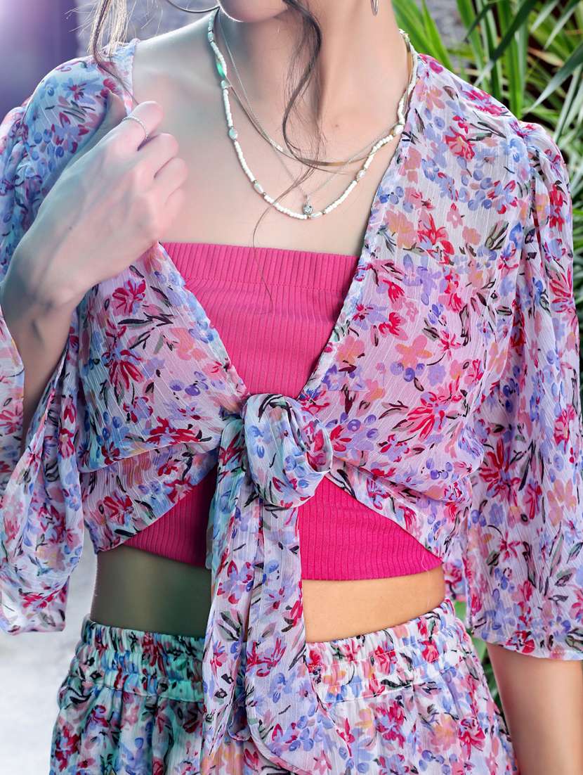 women floral printed top and short co-ord set - 21957846 -  Standard Image - 4