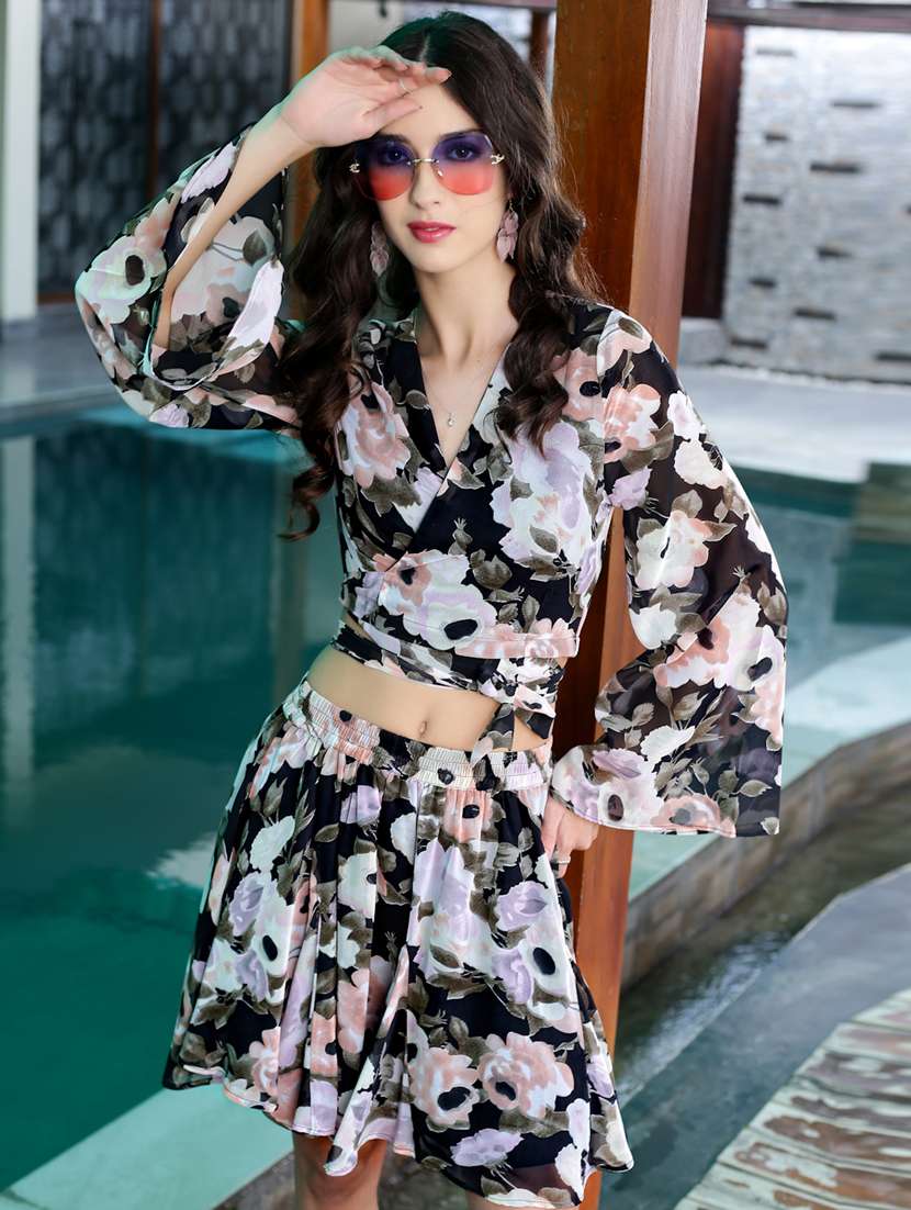women floral printed top and skirt co-ord set - 21957847 -  Standard Image - 1