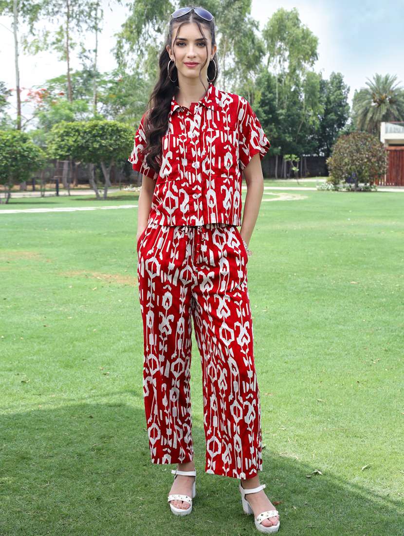 women printed shirt and trouser co-ord set