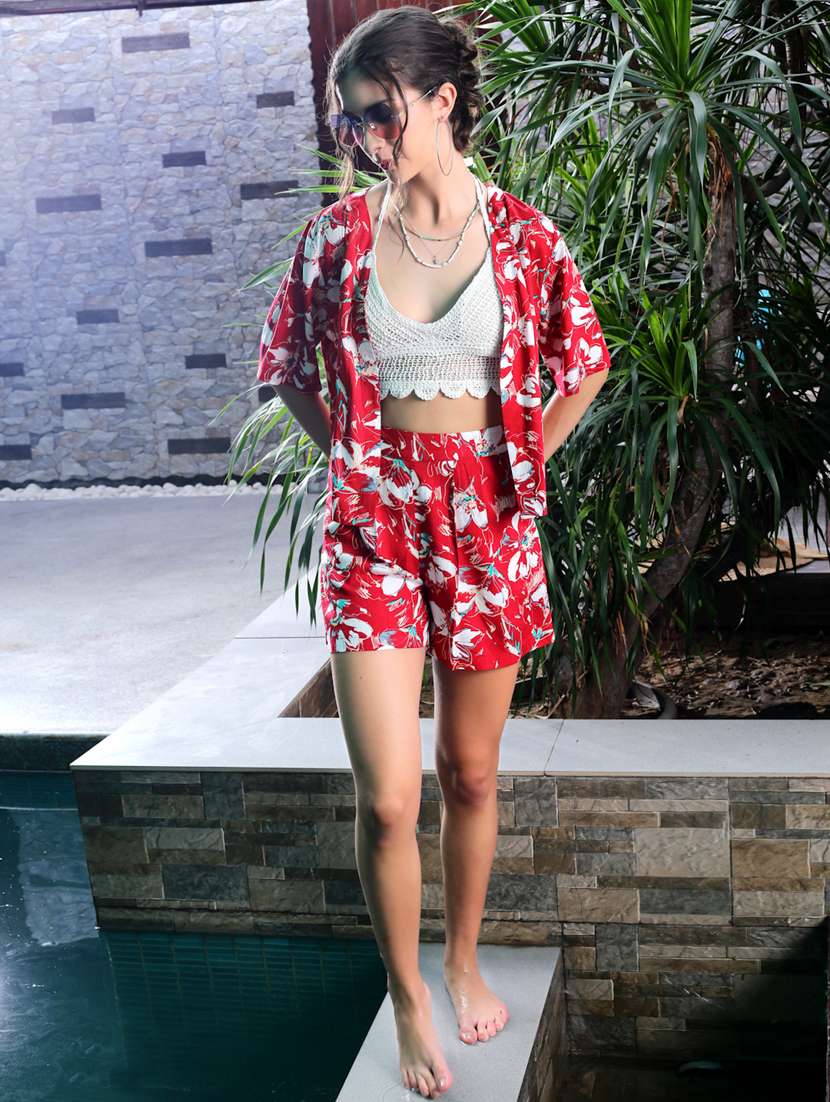 women printed top and shorts co-ord set - 21957855 - Zoom Image - 0
