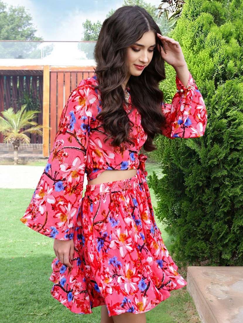 women printed top and skirt co-ord set - 21957856 -  Standard Image - 1