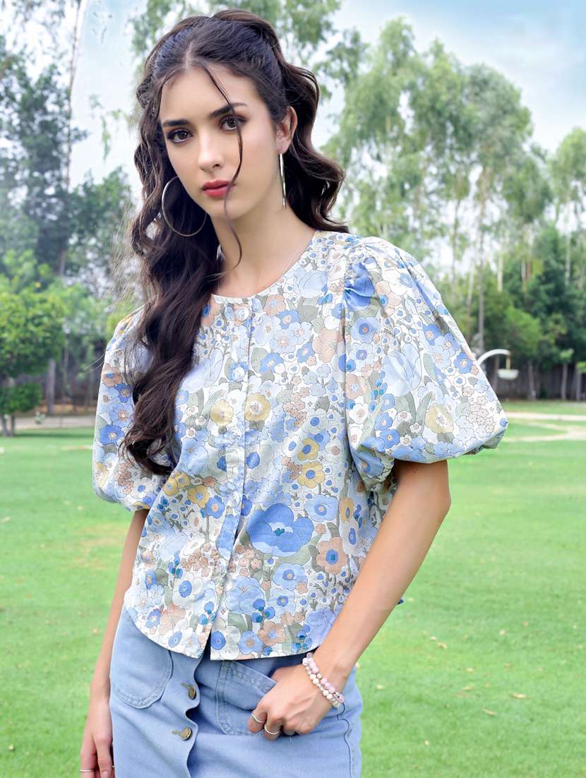 floral print regular fit women shirt top
