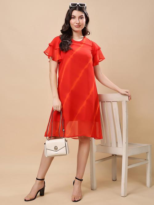 women tie & dye flared sleeve a-line dress - 21957868 -  Standard Image - 0
