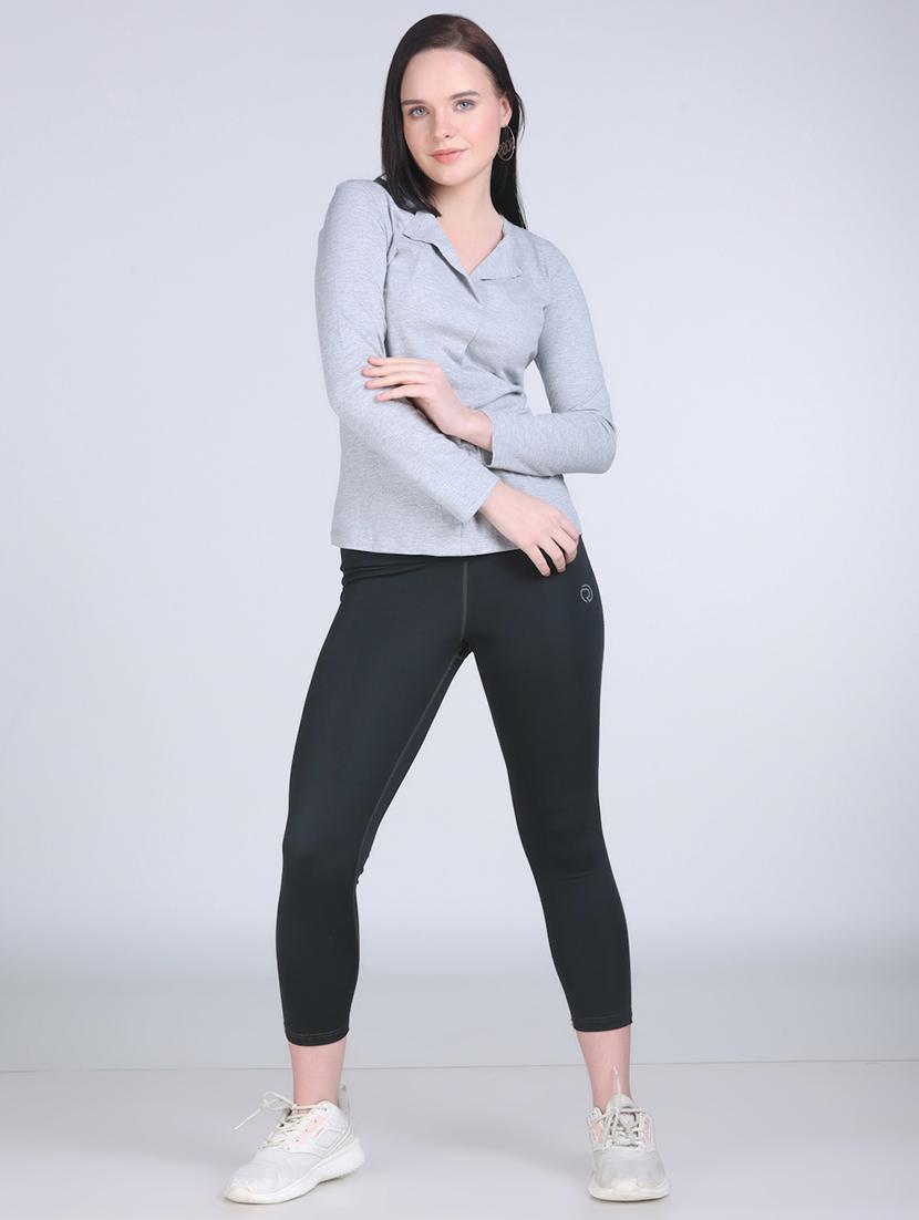 women grey solid long sleeve regular top - 21957874 - Standard Image - 4