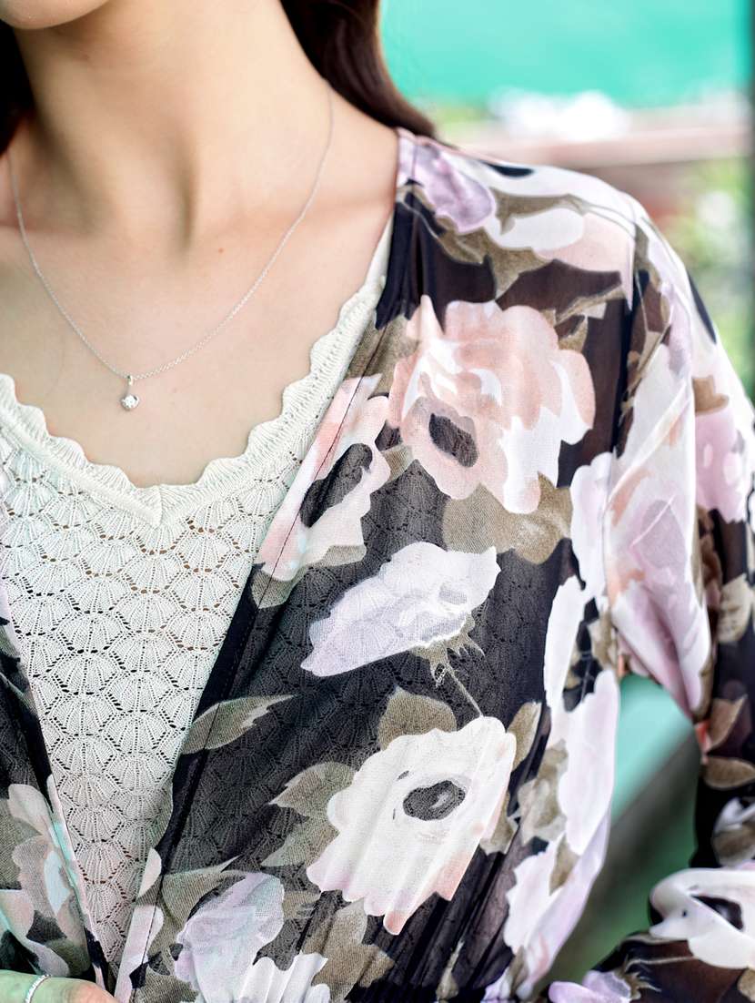 womne floral print long sleeve shrug - 21957886 -  Standard Image - 4