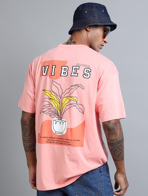 men front & back print round neck oversized t-shirt - 21957905 - Standard Image - 0