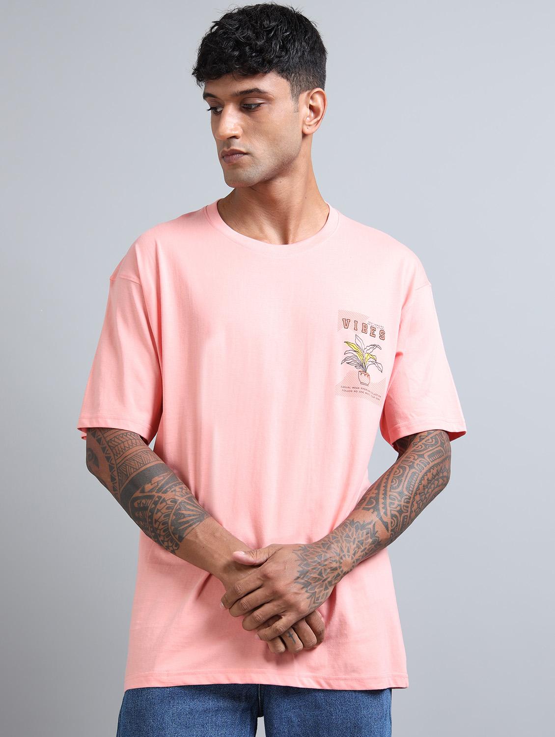 men front & back print round neck oversized t-shirt - 21957905 -  Standard Image - 1
