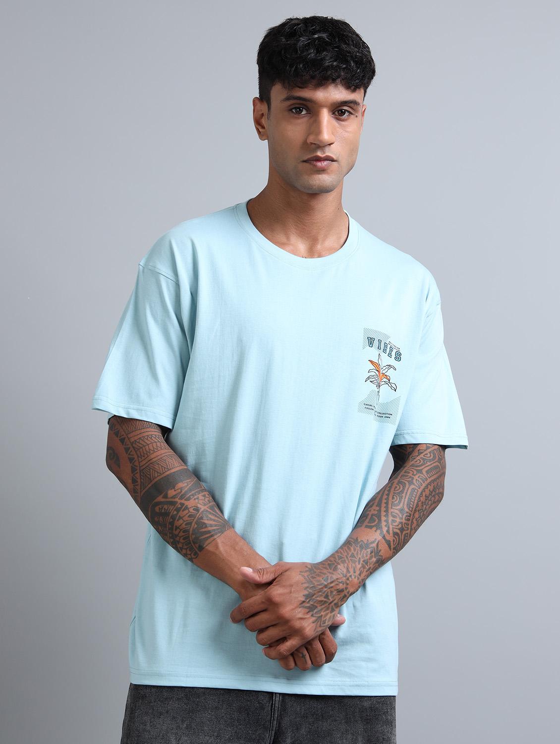 men front & back print round neck oversized t-shirt - 21957906 - Standard Image - 1