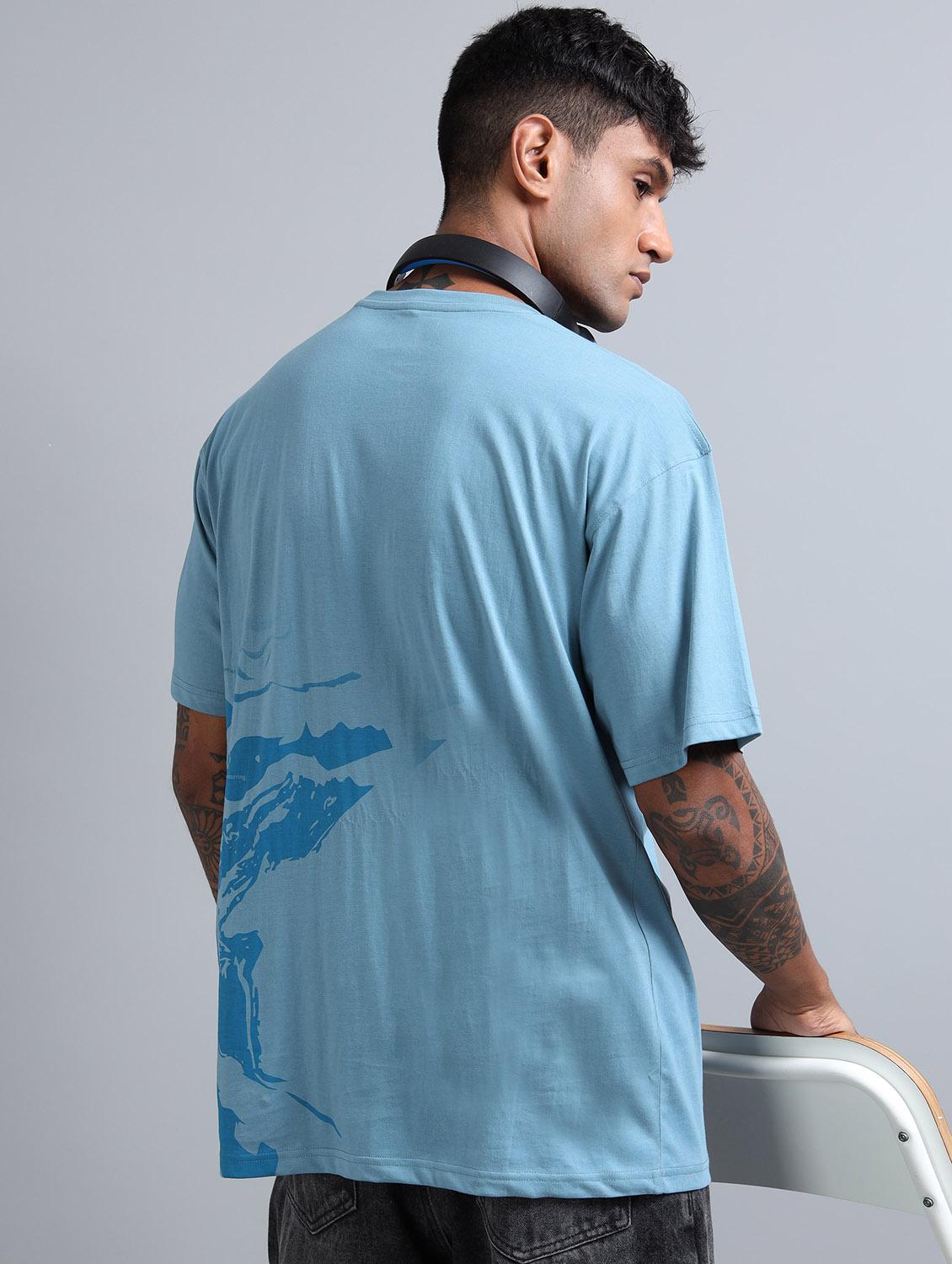 men placement print round neck oversized t-shirt - 21957910 - Standard Image - 1