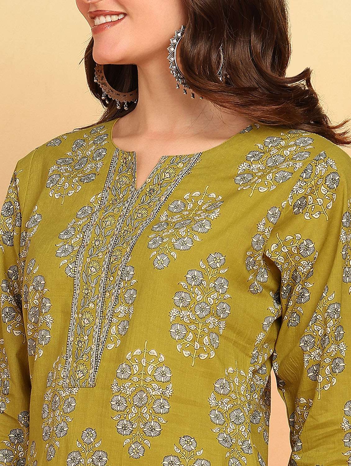 women three quarter sleeve kurta palazzo with dupatta set - 21957924 -  Standard Image - 6
