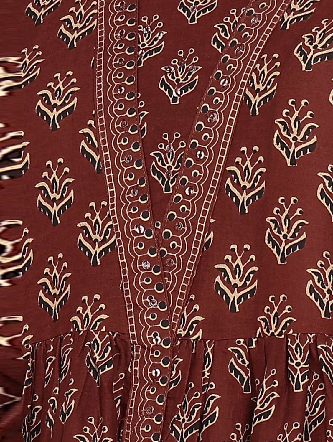 women maroon printed fit & flare ethnic dress - 21957941 -  Standard Image - 6