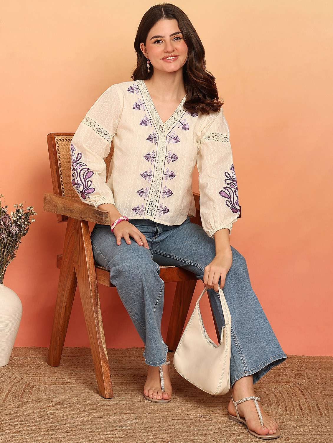 women embroidered long sleeve ethnic top - 21957948 -  Standard Image - 4