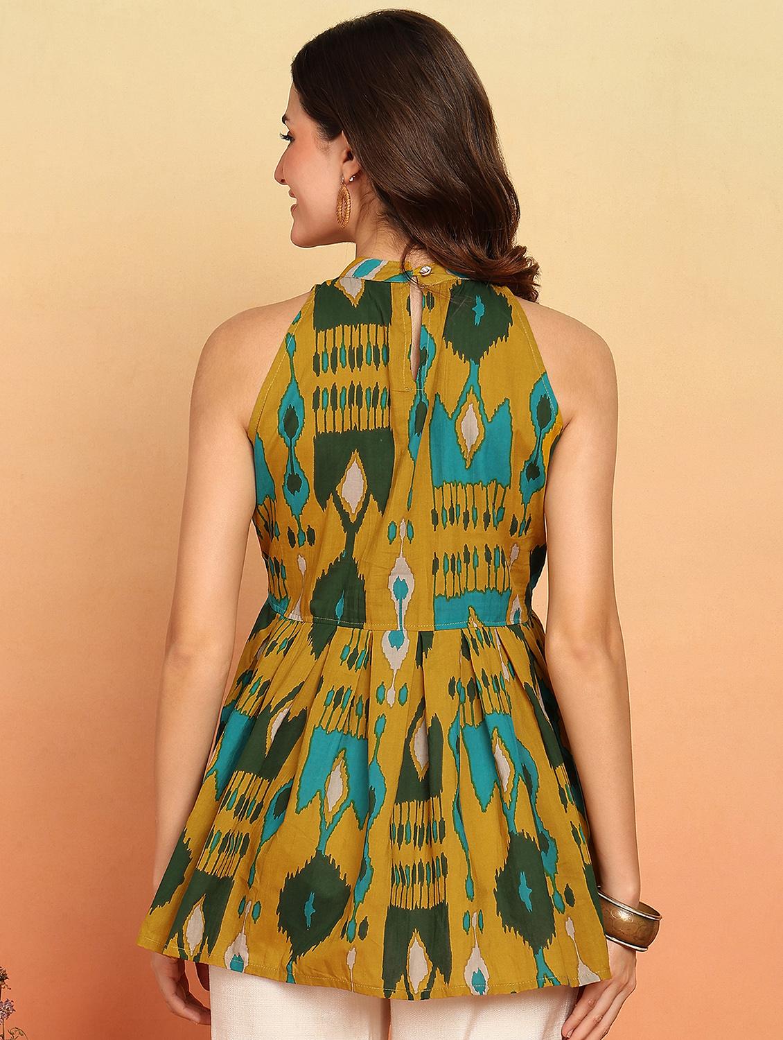 women printed halter neck sleeveless flared kurti - 21957951 - Standard Image - 4