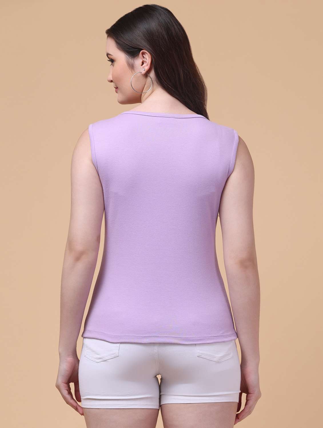 women solid sleeveless regular t-shirt - 21957955 - Standard Image - 1