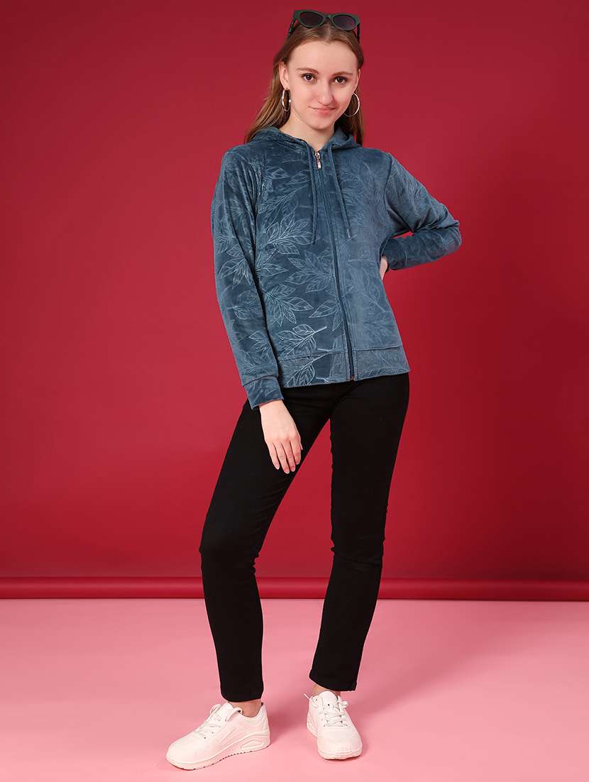 women self designed long sleeve hooded sweatshirt - 21958021 -  Standard Image - 4