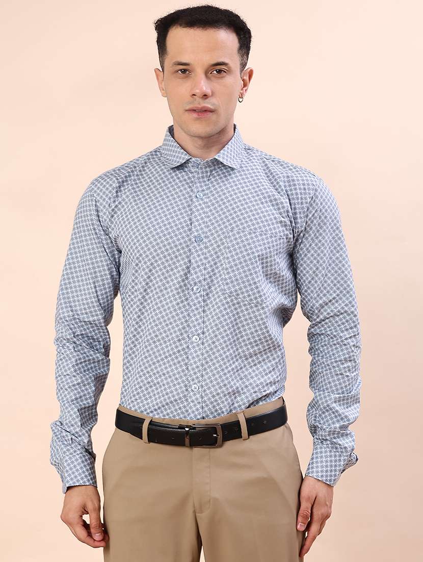 men printed long sleeve regular fit formal shirt - 21958038 -  Standard Image - 1