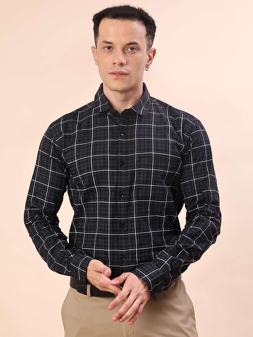 men checkered long sleeve regular fit formal shirt - 21958039 -  Standard Image - 1