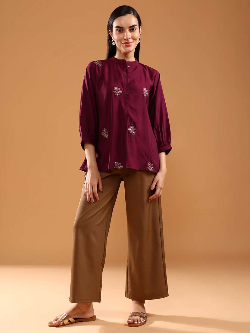 women embroidered three quarter sleeve kurti - 21958058 -  Standard Image - 4