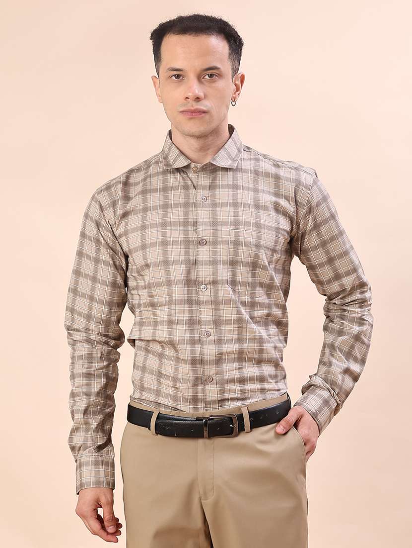 men checkered long sleeve regular fit formal shirt - 21958078 -  Standard Image - 1