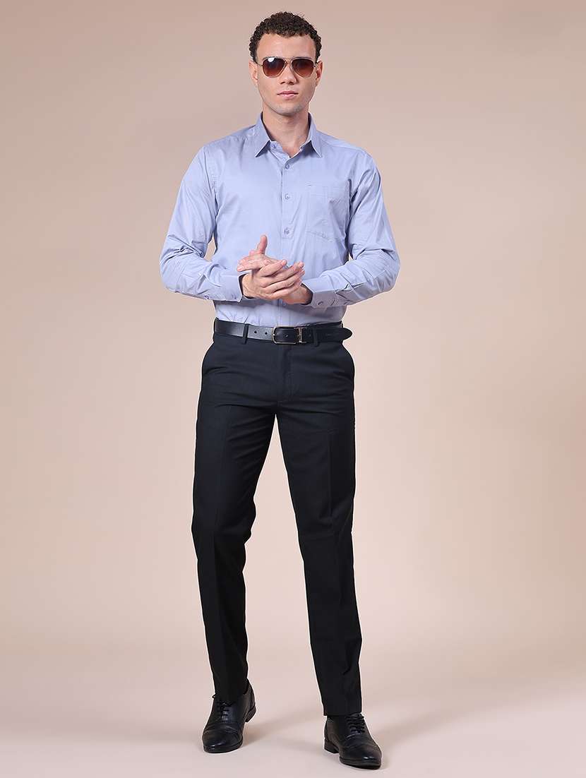 men solid mid rise flat front formal trouser - 21958121 -  Standard Image - 4