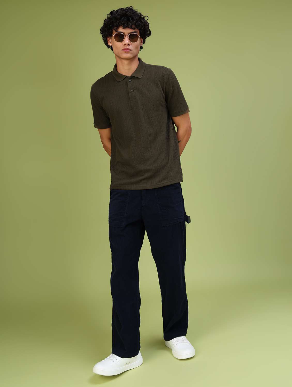 olive jacquard tshirt - 21958189 - Standard Image - 6