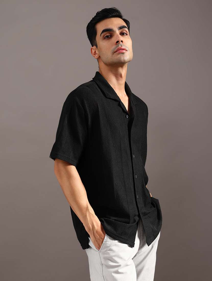 men self design short sleeve loose fit casual shirt - 21958222 -  Standard Image - 1