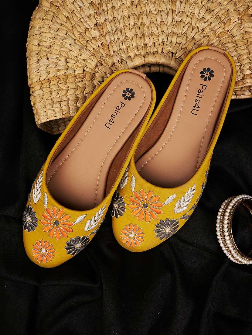 women embroidered slip on mule
