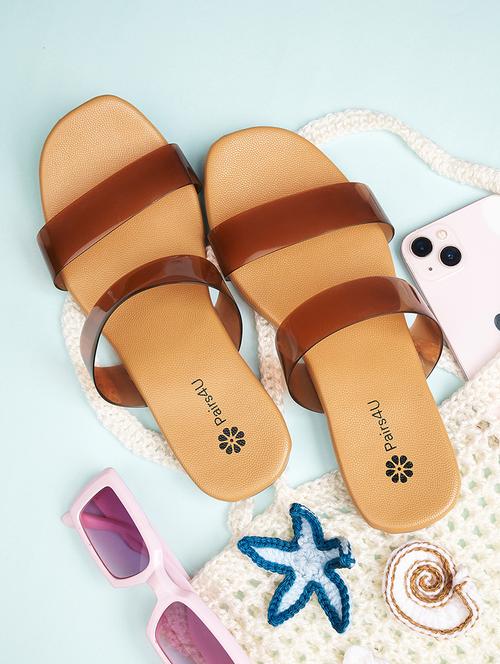 women solid slip on flat sandal - 21958256 -  Standard Image - 0