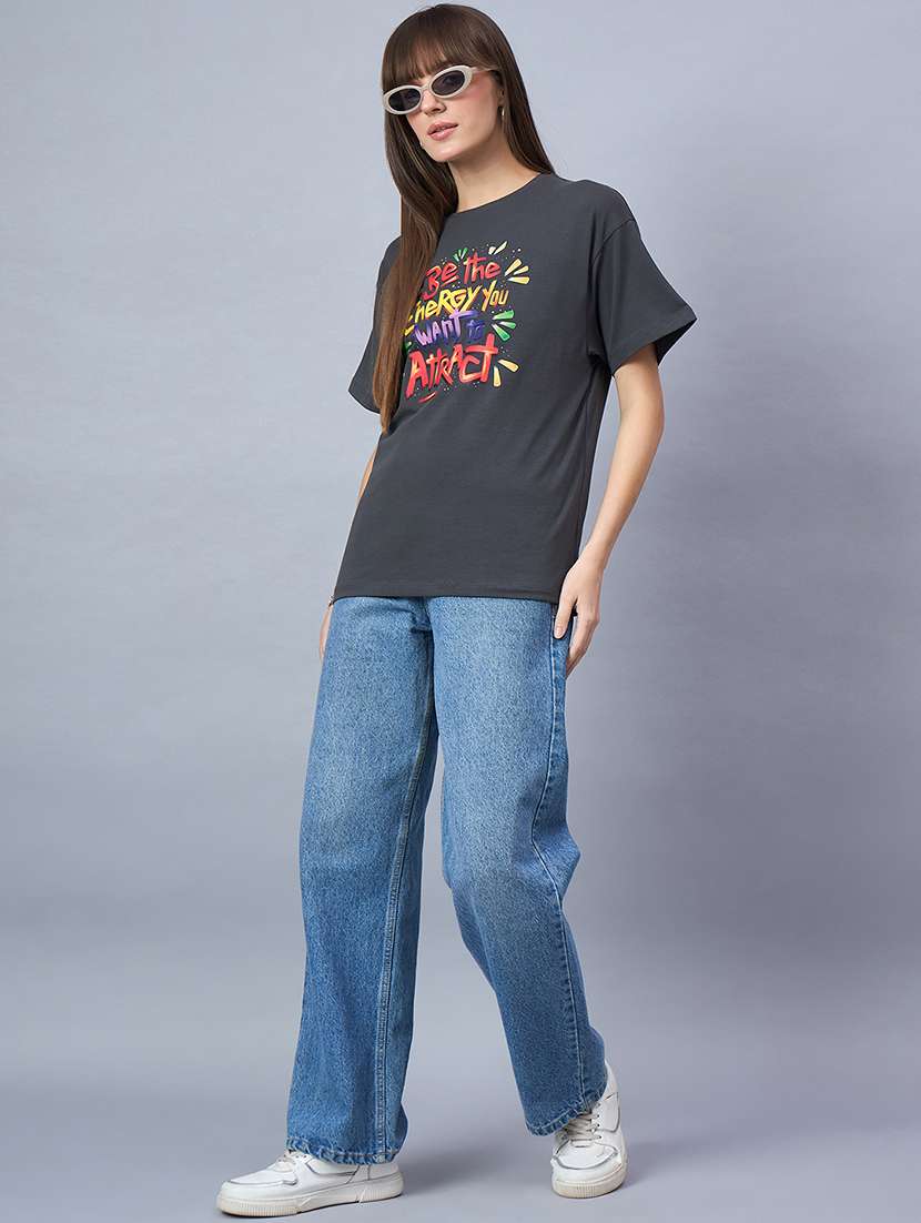 women printed short sleeve loose fit t-shirt - 21958277 - Standard Image - 4