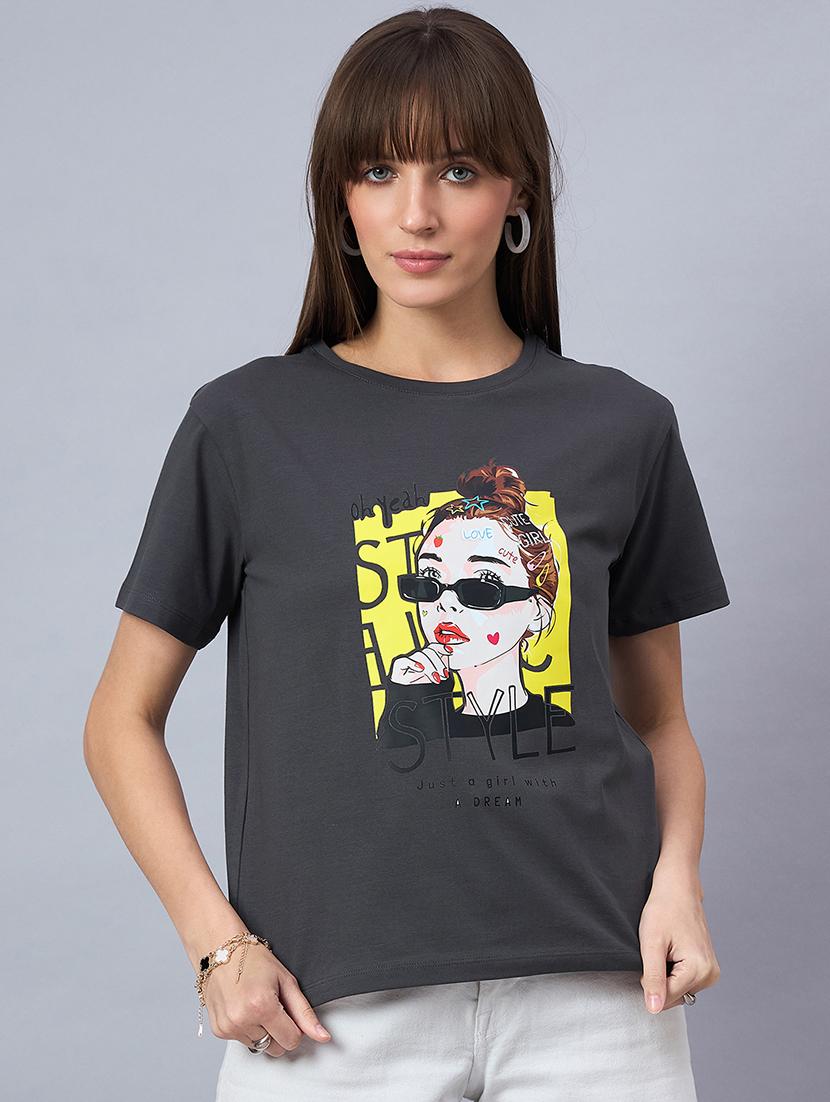 women printed short sleeve loose fit t-shirt - 21958280 -  Standard Image - 1