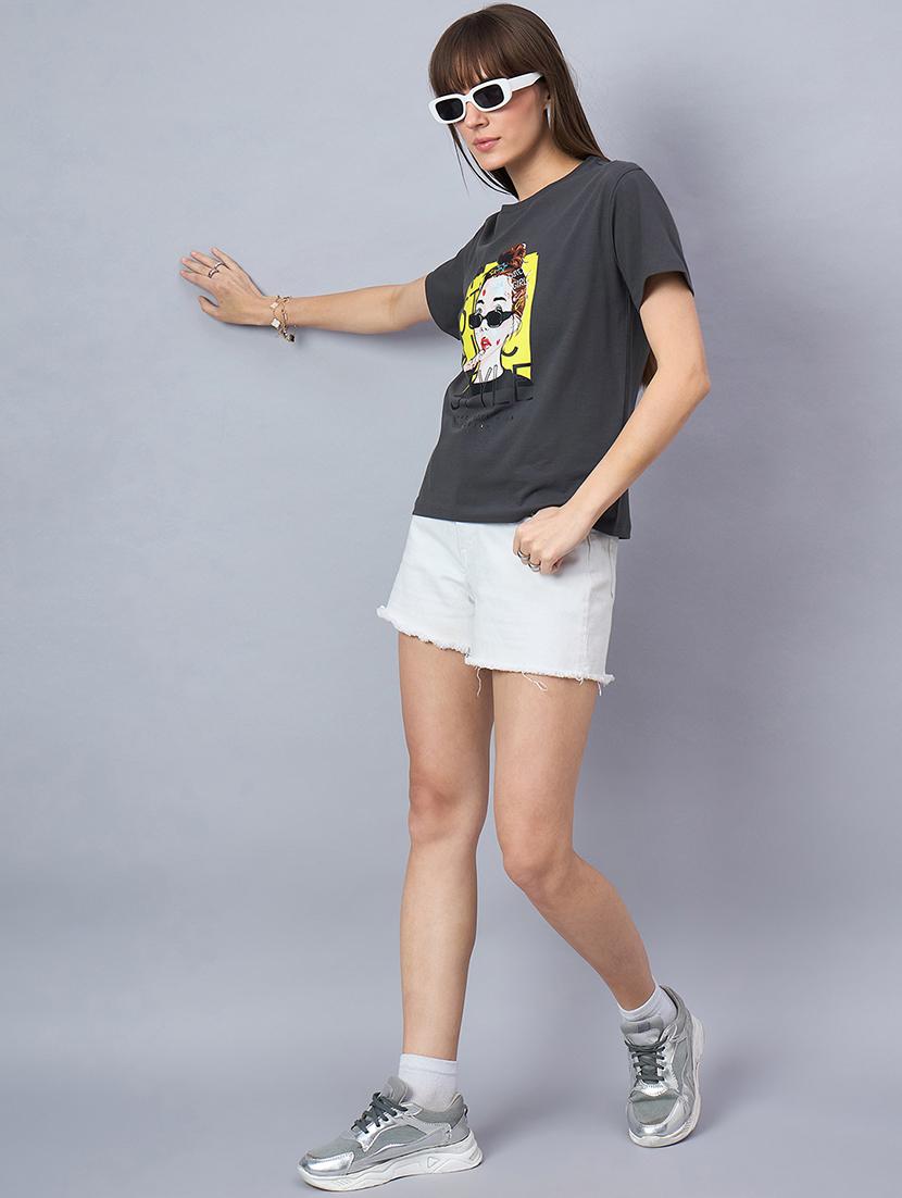 women printed short sleeve loose fit t-shirt - 21958280 - Standard Image - 4