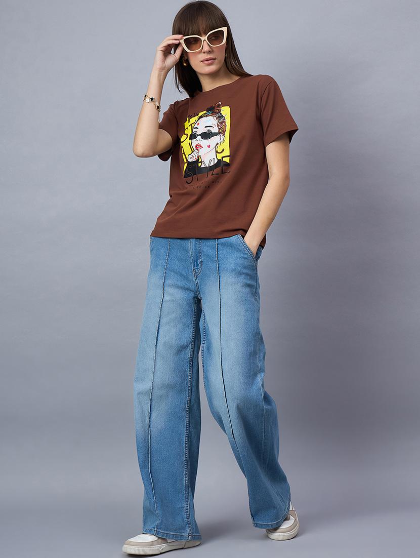 women printed short sleeve loose fit t-shirt - 21958281 - Standard Image - 4