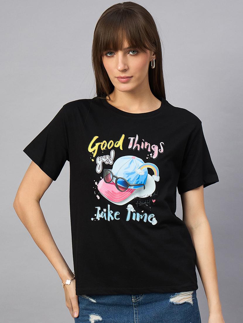 women printed short sleeve loose fit t-shirt - 21958282 - Standard Image - 1