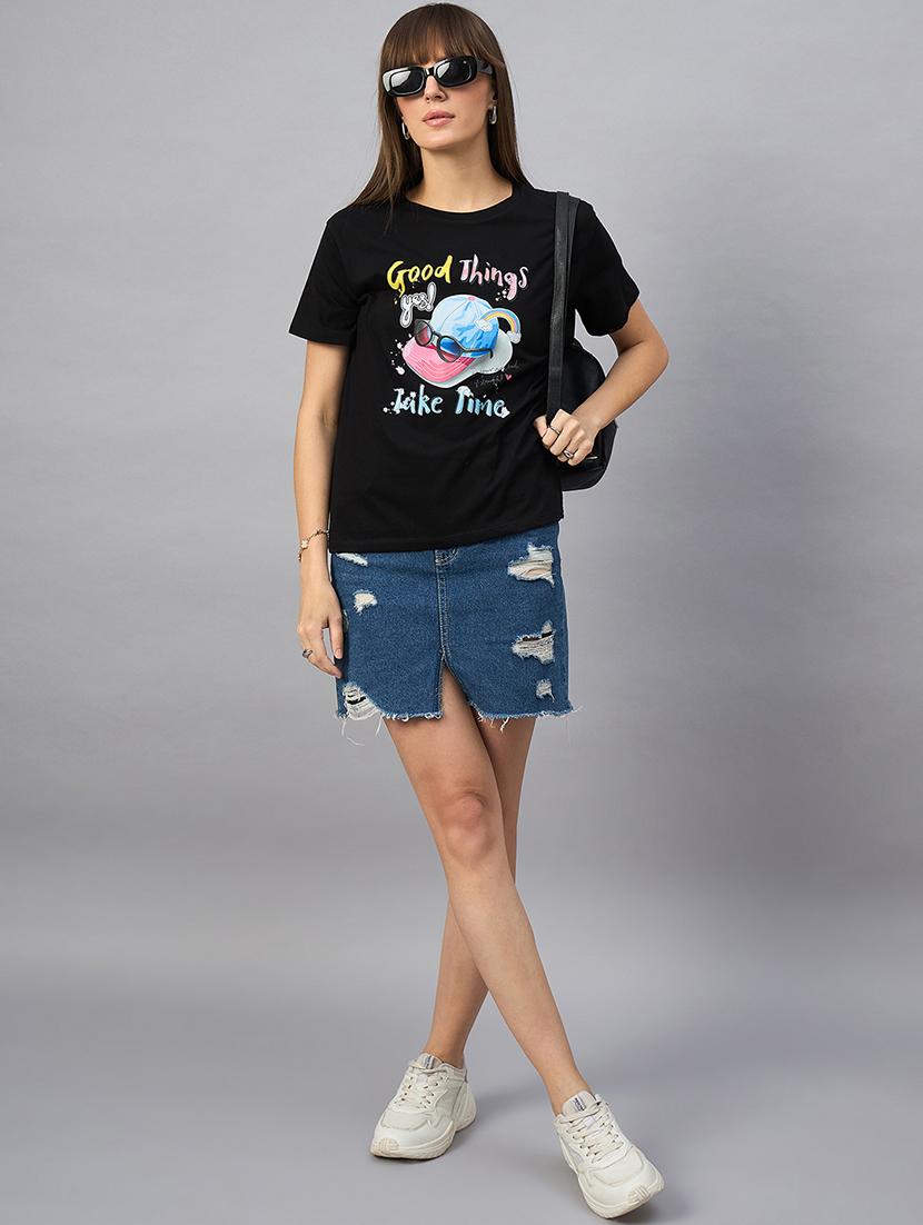 women printed short sleeve loose fit t-shirt - 21958282 - Standard Image - 4