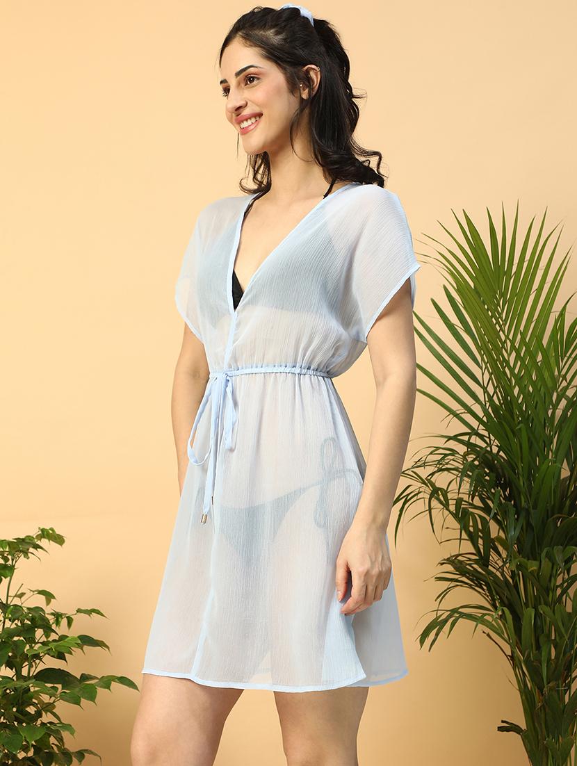 women solid sheer beachwear coverup kaftan  - 21958306 -  Standard Image - 1