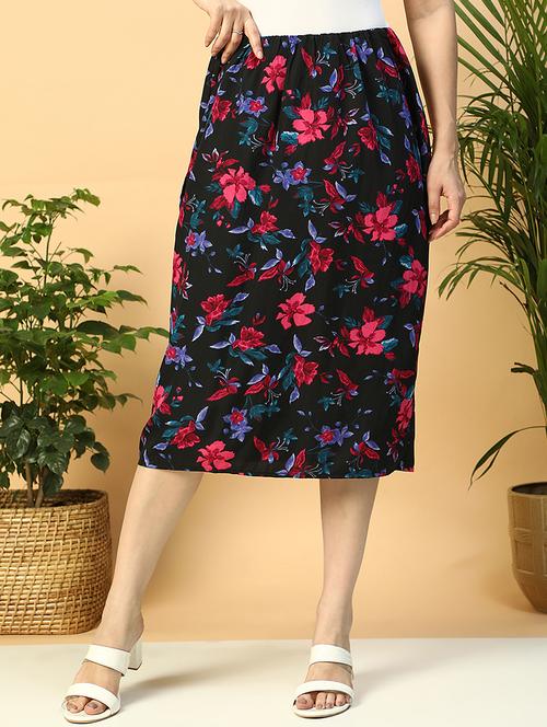 women floral print high rise a-line skirt - 21958313 - Standard Image - 0