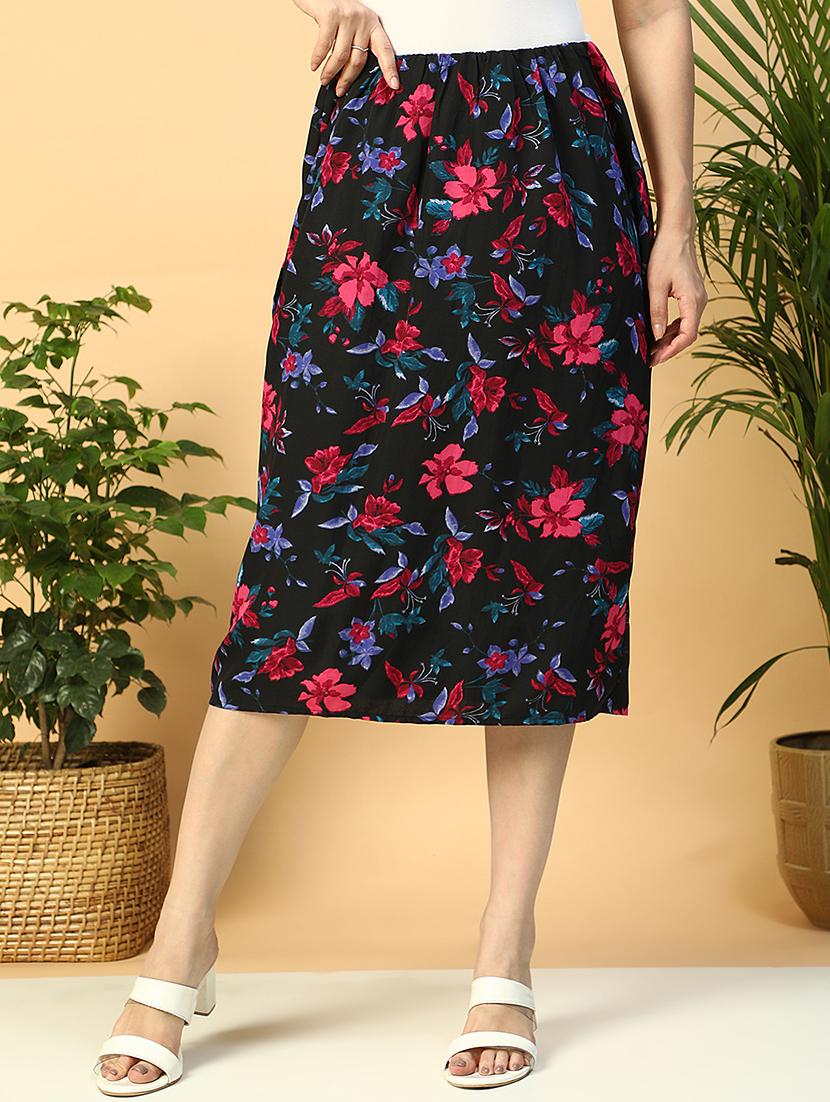 women floral print high rise a-line skirt - 21958313 - Zoom Image - 0