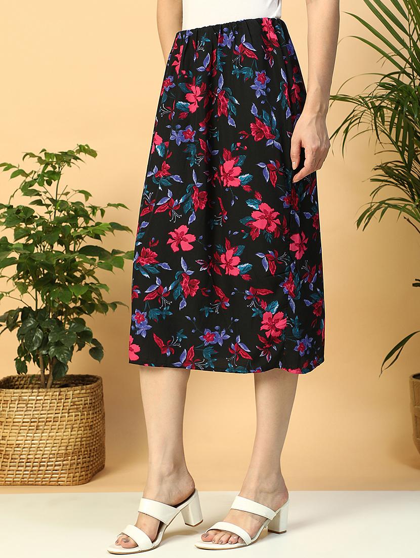 women floral print high rise a-line skirt - 21958313 -  Standard Image - 1